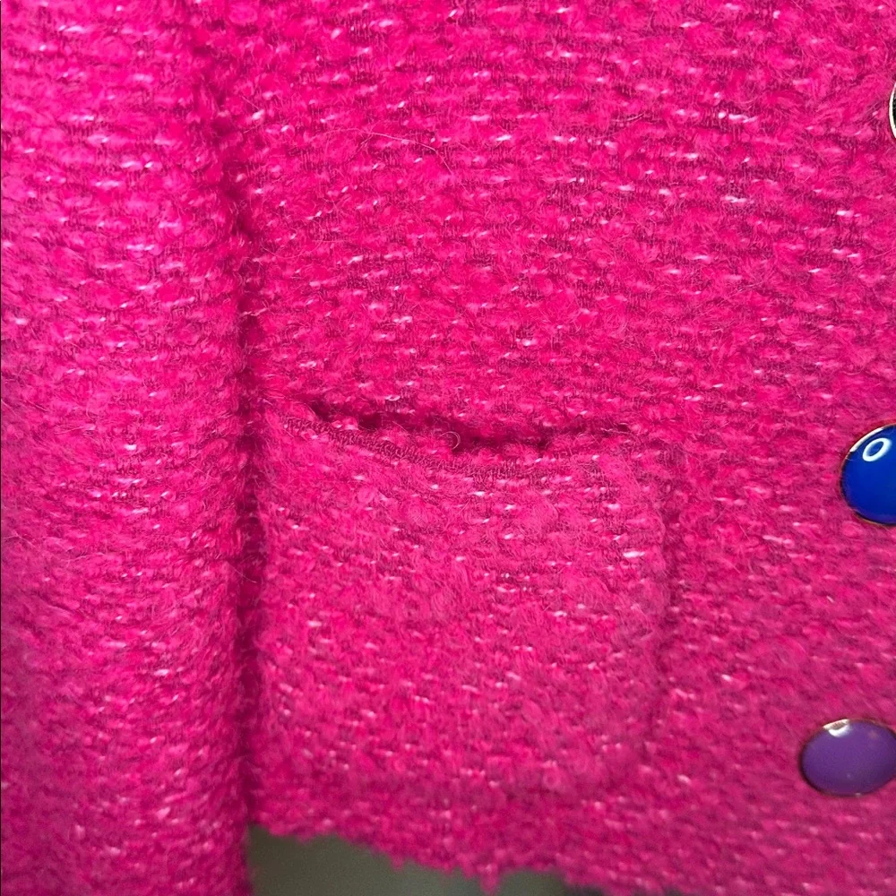 Mango Pink Tweed Jacket with Jewel Buttons, Size XS - Picture 7 of 13